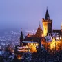 Schloss in Wernigerode im Winter, Deutschland