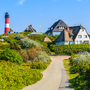 Reetdachhäuser in Hörnum auf Sylt in der Nordsee, Deutschland