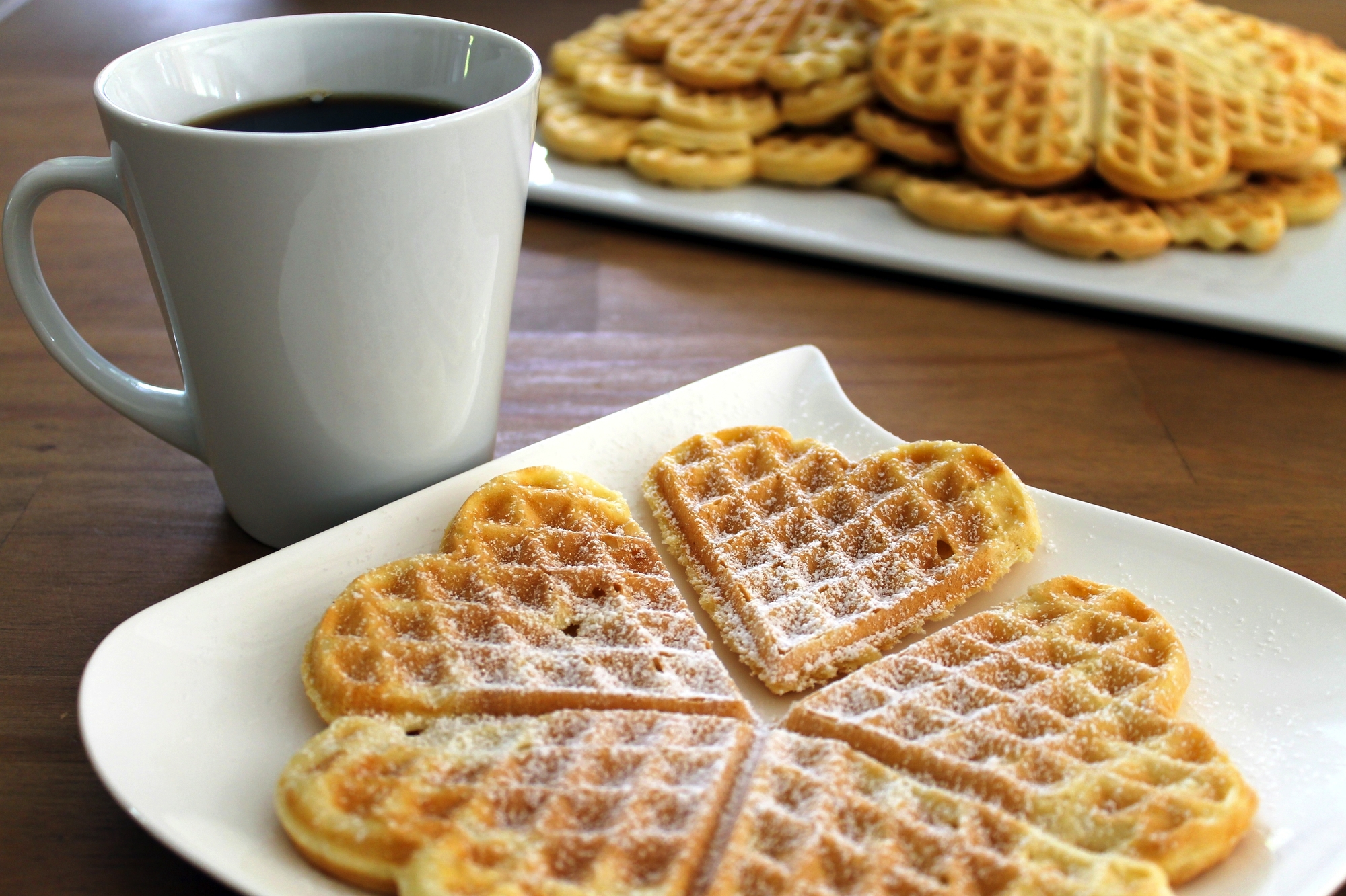 Waffeln mit Puderzucker