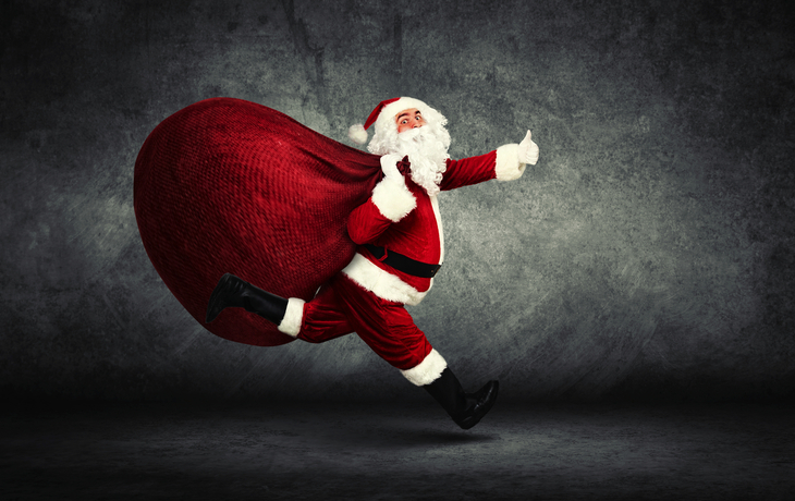Weihnachtsmann mit einem Sack voller Geschenke!