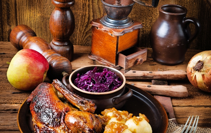  duck with dumplings and pickled plum