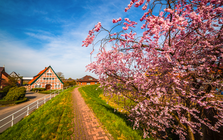 Altes Land südlich der Elbe in Hamburg und in Niedersachsen, Deutschland