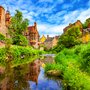 Der historische Stadtteil Dean Village in Edinburgh, Schottland