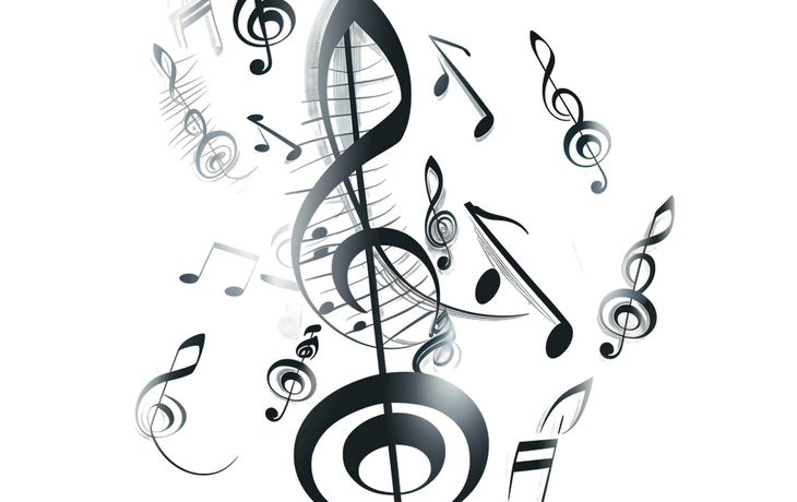 Musiknoten auf weißem Hintergrund